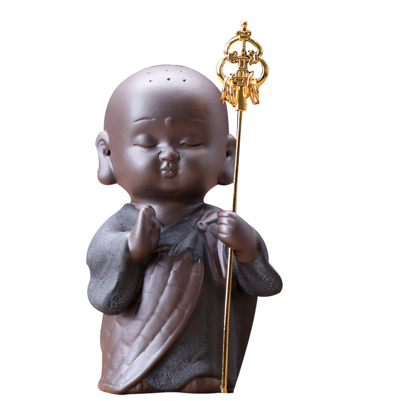 zensoullab Zen Purple Clay Little Monk Tea Pet Tea Play Ceramic Little Sha Mi Kung Fu Tea Set Accessories Home Handmade Ornament