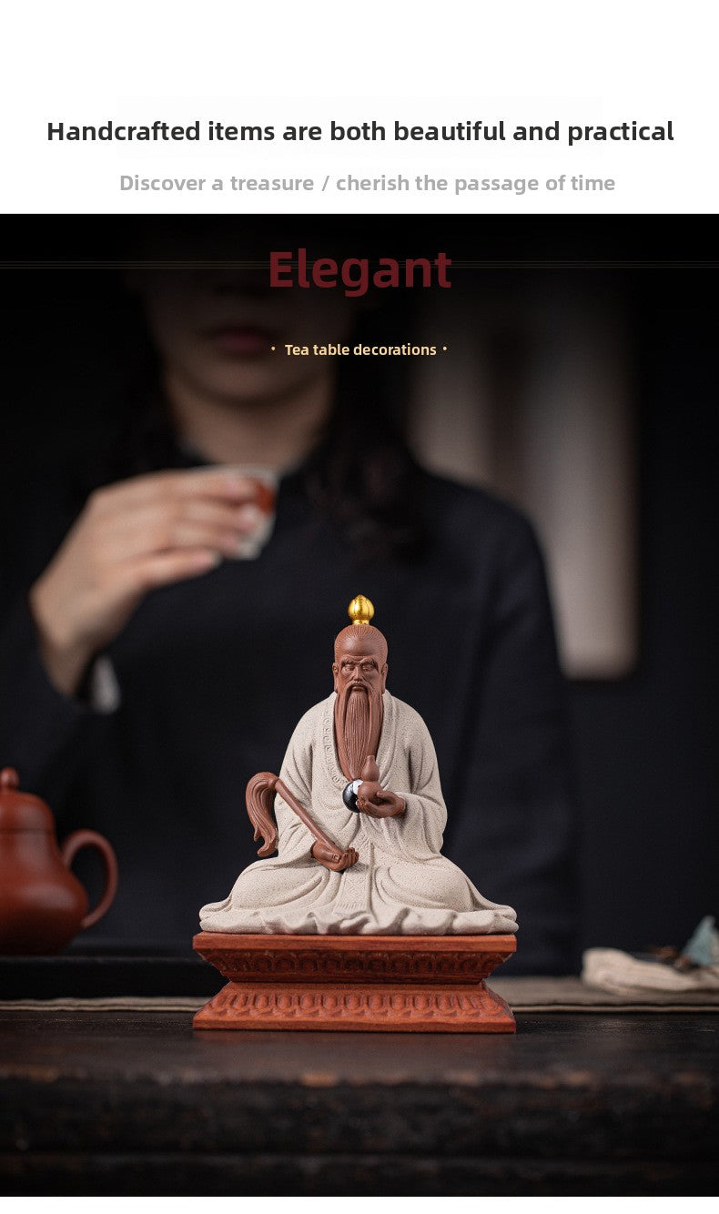 zensoullab Zen Style Chinese Ceramic Taishang Laojun Three Pure Ones Taoist Patriarch Yuanshitianzun Living Room Creative Home Decor Antique Shelf Ornament