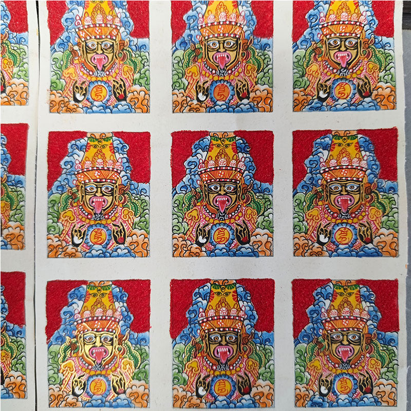 zensoullab Nepal Hand-painted Zakiram Small Thangka Gawu Box Painting Core Tibetan Thangka Tibetan Goddess of Wealth Necklace Pendant