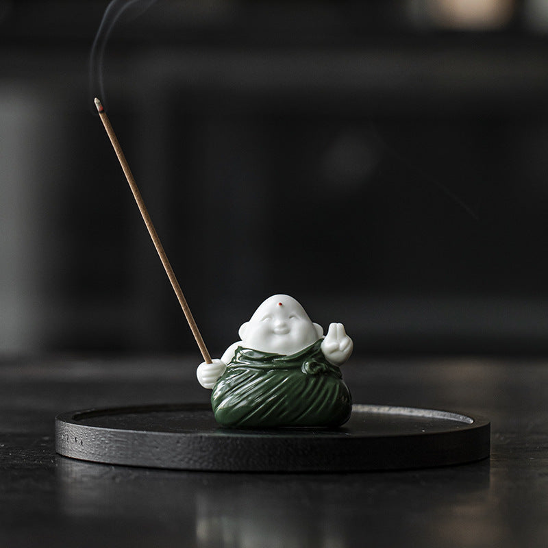 zensoullab Creative Cute Little Zongzi Ceramic Aromatherapy Burner Ornament Home Dragon Boat Festival Gift Sandalwood Incense Holder