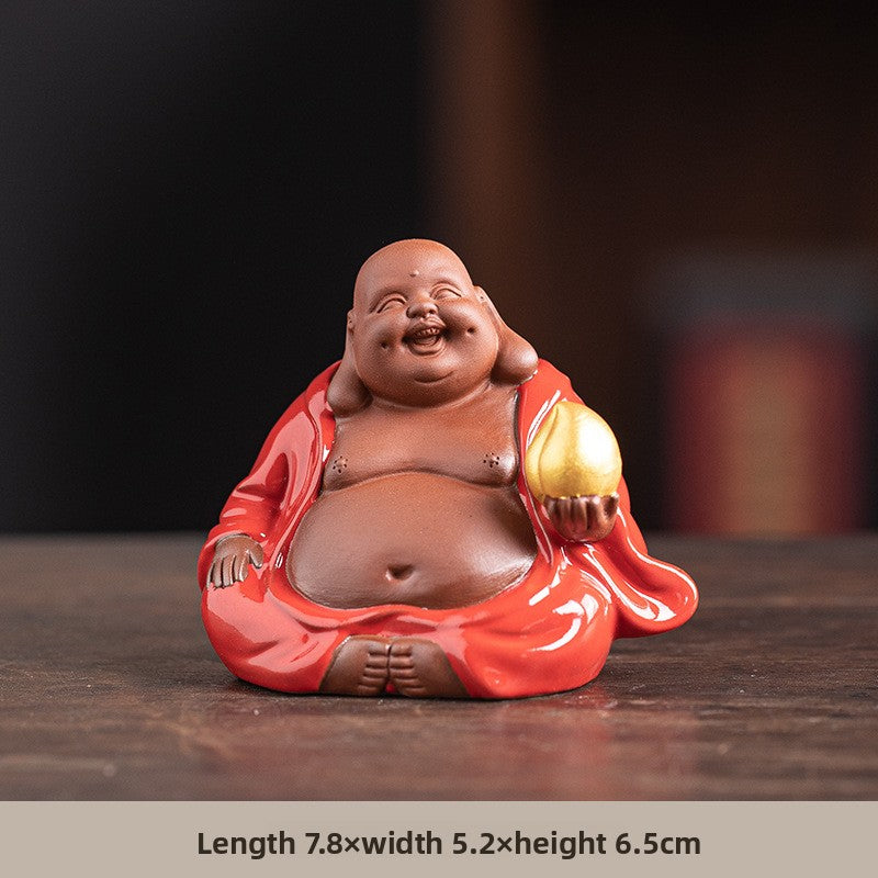 zensoullab Zen Style Chinese Five Blessings Maitreya Fortune Prosperity Longevity Happiness Wealth Smiling Buddha Desktop Small Ornament Creative Home Tea Room Tea Pet