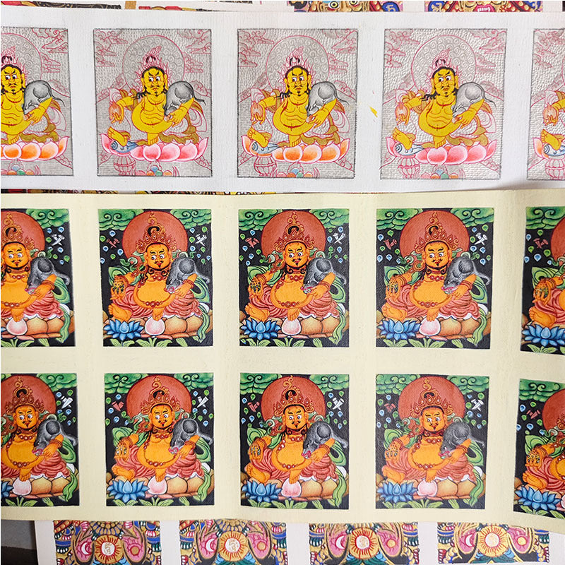 zensoullab Nepal Fine Hand-painted Yellow God of Wealth Small Thangka Painting Core Tibet Gawu Box Small Thangka Micro Thang Necklace Small Pendant