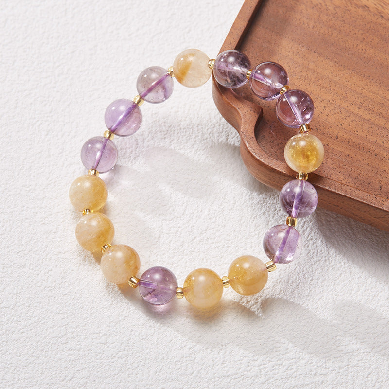 zensoullab Nine Purple Fire Bracelet Natural Amethyst Purple Bracelet Multi-Gem Good Luck Beads