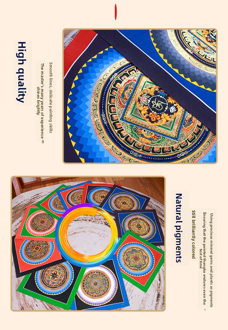 zensoullab Nepal Hand-painted Sutra Mandala Thangka Living Room Background Entrance Tibetan Handmade Thangka Decorative Hanging Painting