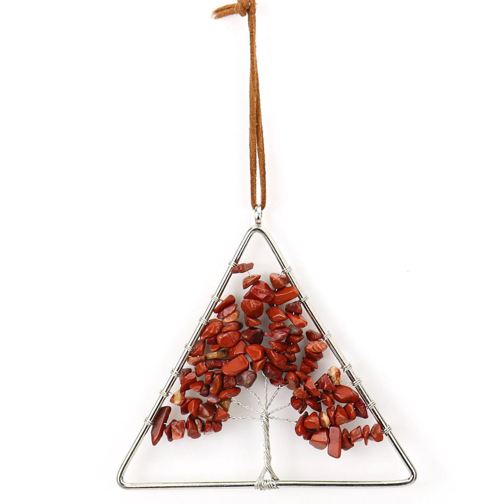 zensoullab Natural Raw Crystal Stone Gravel Christmas Tree Triangle Hanging Holiday Home Decoration