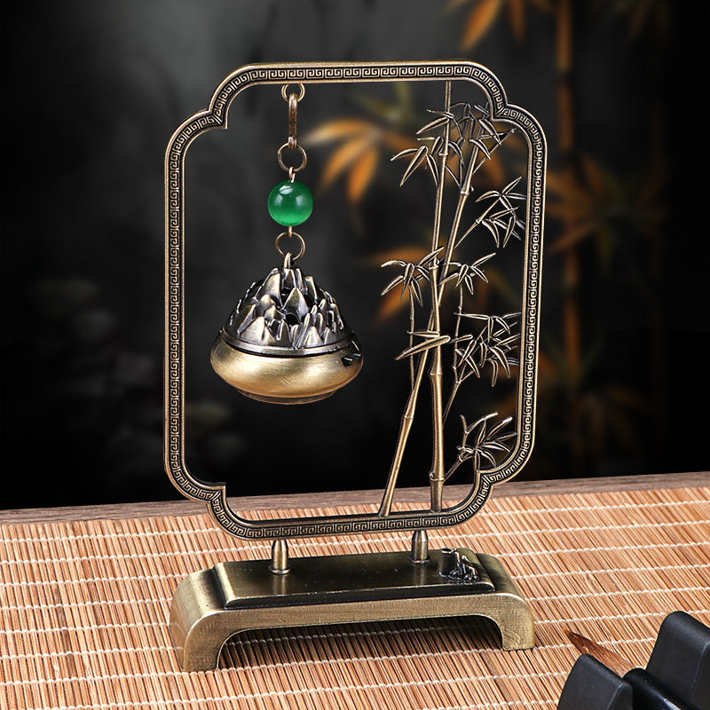 zensoullab Chinese Style Incense Burner Green Bamboo Auspicious Incense Home Indoor Ancient Style National Trend Incense Decoration Ornament