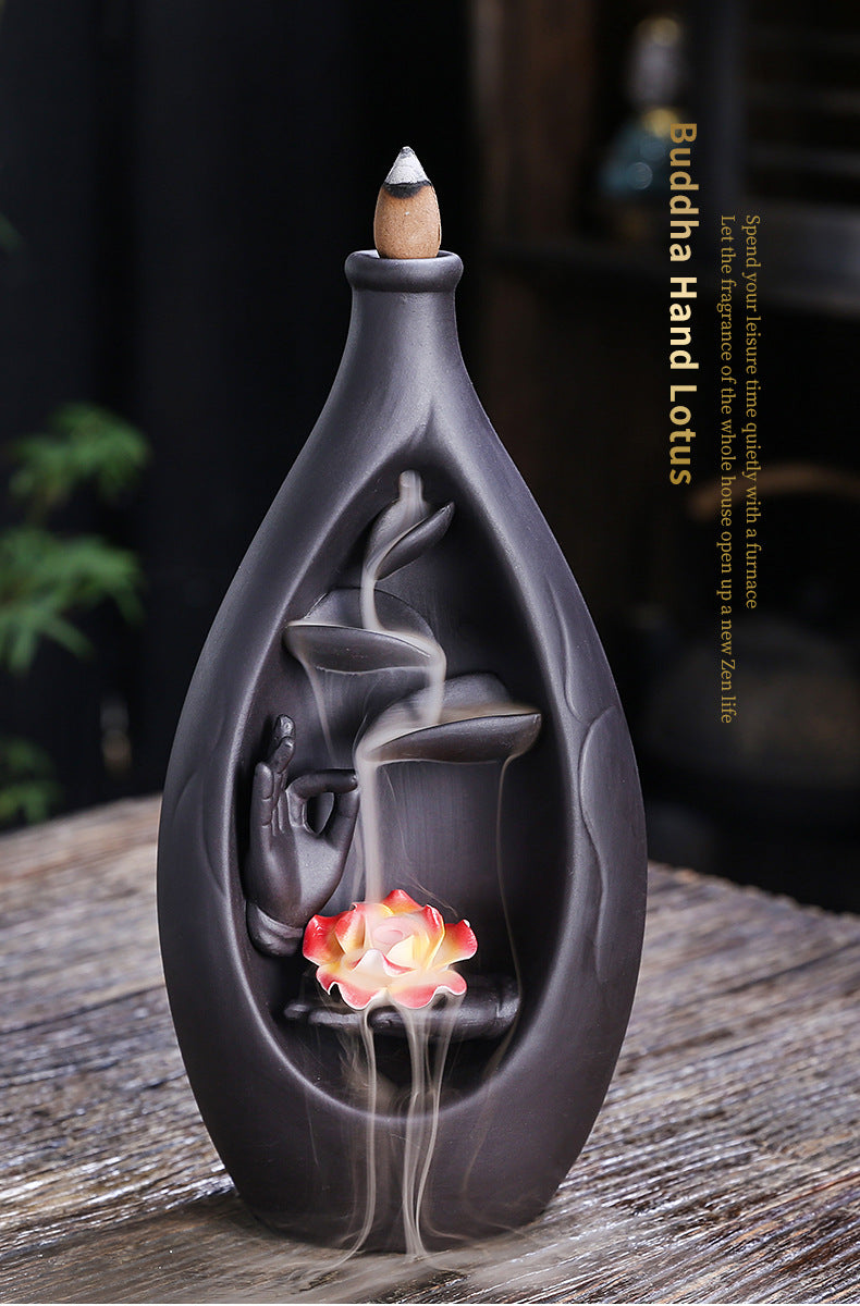 zensoullab Purple Clay Backflow Incense Burner Special for Creative Large Bottle Left and Right Feng Yuan Waterfall Backflow Incense Burner