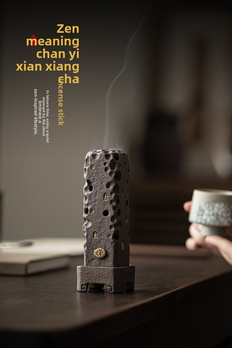 zensoullab Retro Zen Incense Burner Incense Holder Home Ceramic Covered Incense Stand Incense Tray Creative Aromatherapy Burner Incense Accessories