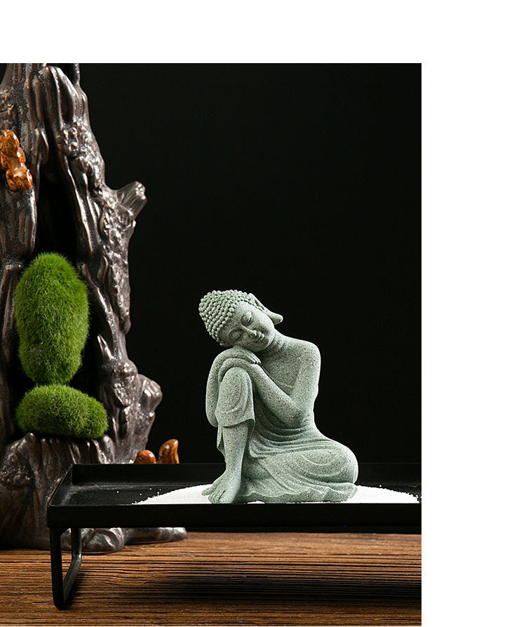 zensoullab New Buddha Statue Crafts Zen Fish Tank Landscape Ornament New Chinese Style Creative Entrance Home Decoration