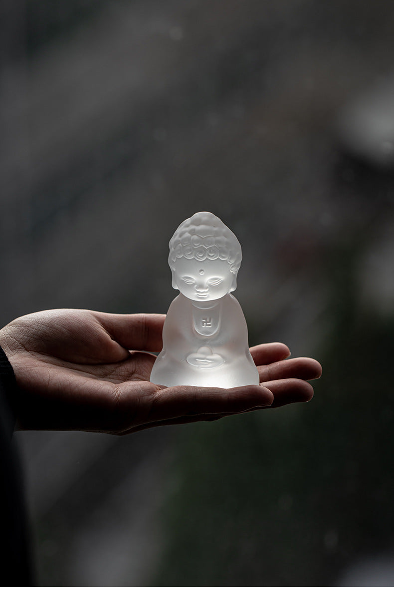 zensoullab Ancient Glazed Little Monk Tea Pet Ornament Zen Glass Buddha Figurine Kung Fu Tea Set Tea Tray Accessories