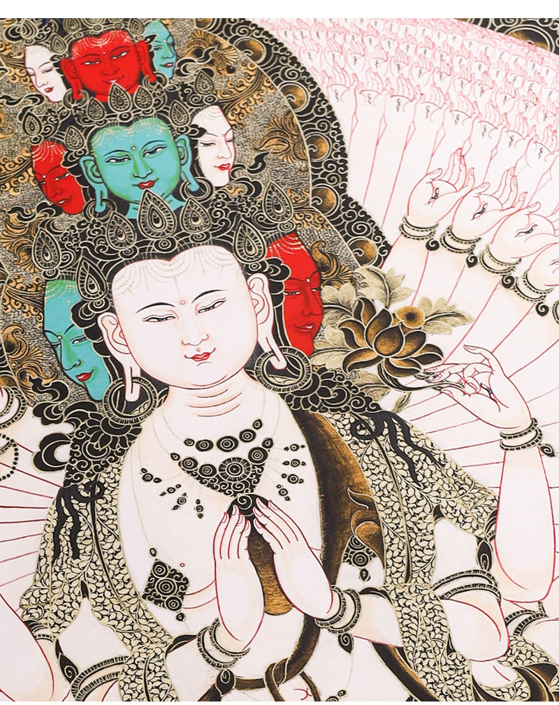 zensoullab Thangka Yellow God of Wealth Mahakala Buddha Statue Hanging Painting Desktop Display Guanyin Bodhisattva Wealth Attraction Entrance Decoration Painting