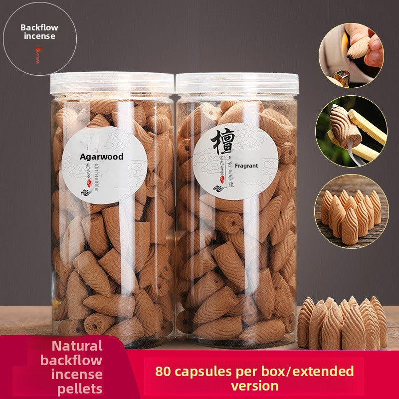 zensoullab Natural Backflow Incense Pellets Long-lasting Sandalwood Agarwood Home Indoor Incense Backflow Tower Aromatherapy Ornament Toilet