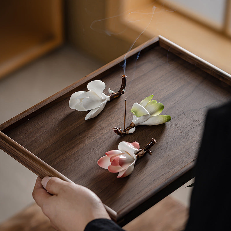 zensoullab Ceramic Magnolia Flower Incense Holder