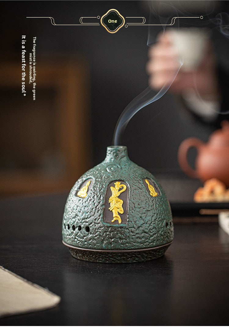 zensoullab Dunhuang Ceramic Incense Burner Home Indoor Incense Holder Incense Stand Aromatherapy Burner Zen Tea Room Desktop Incense Burner Ornament