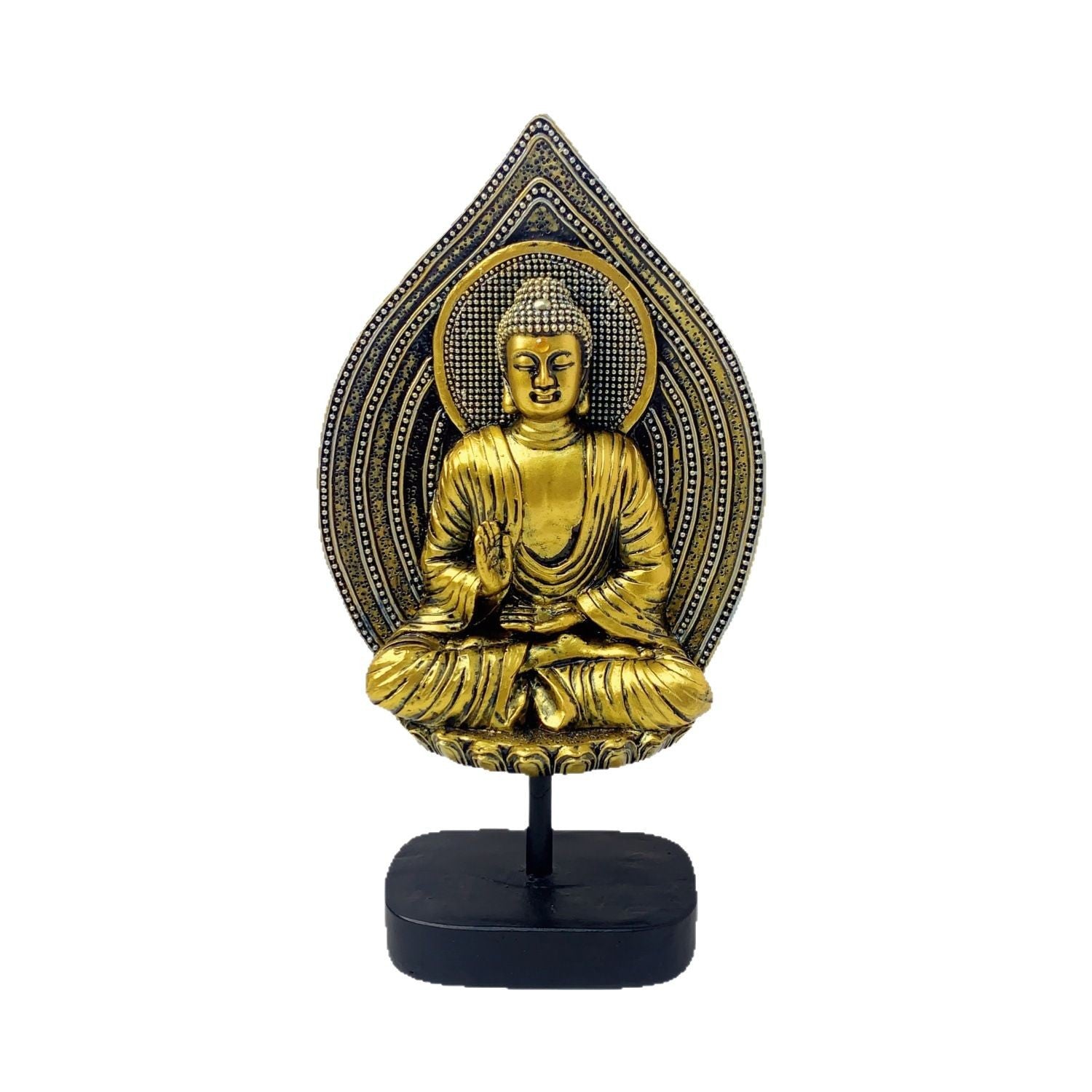 zensoullab New Chinese Style Buddha Statue Ornament Resin Painted Gold-Plated Small Buddha Statue Retro Zen Buddha Head Home Tea Room Decoration