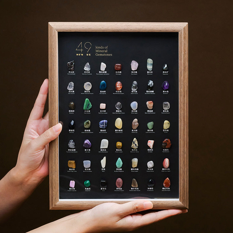 zensoullab Natural Crystal Raw Stone Mineral Specimen Frame Ornament Bilingual Science Popularization Children's Gift Home Desktop Display