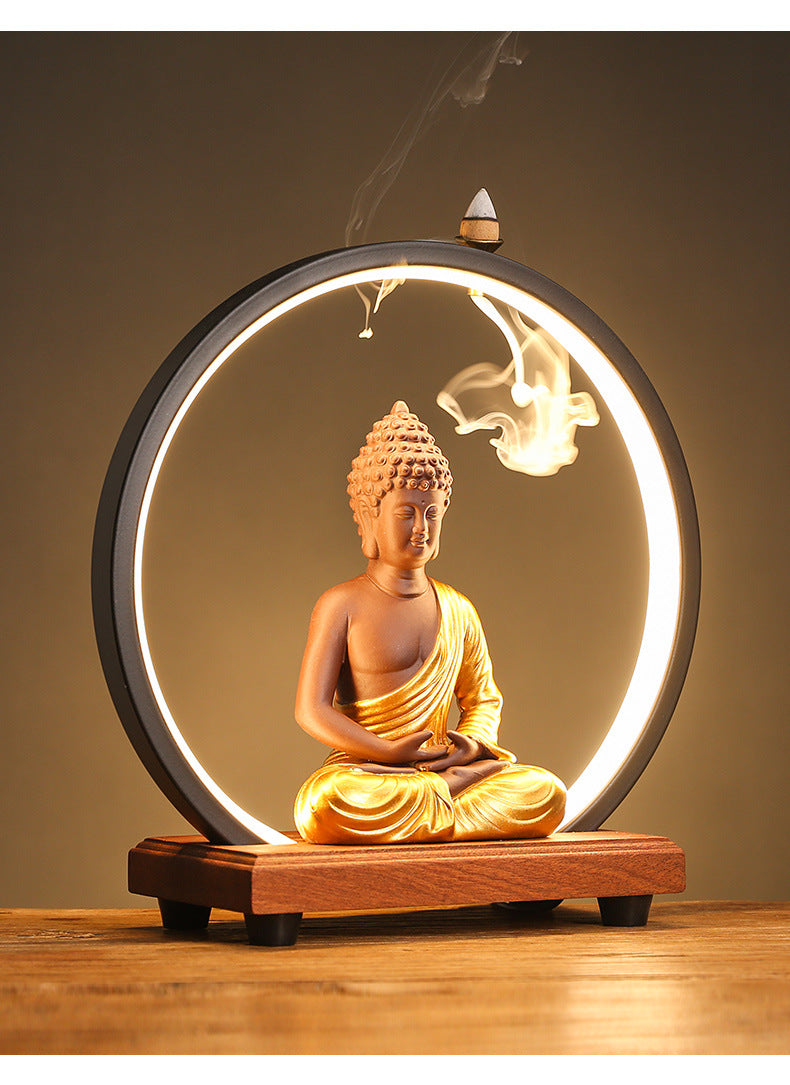 zensoullab Backflow Incense Burner Indoor Incense Creative Zen Buddha Sandalwood Agarwood Tea Ceremony Entrance Living Room Ceramic Lamp Ring Ornament