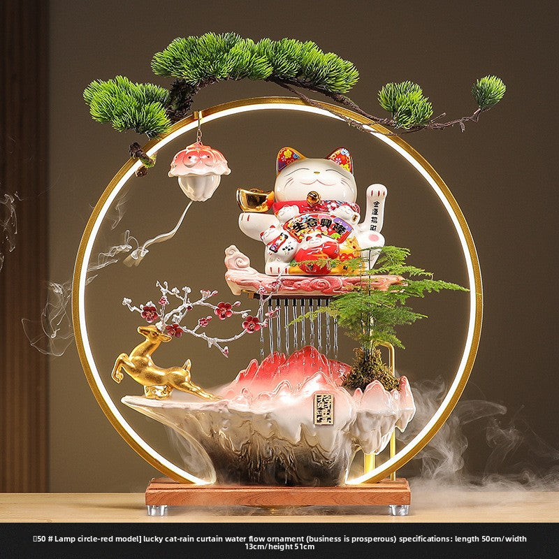zensoullab Lucky Cat Flowing Water Wealth-Attracting Ornament Circulating Water Living Room Desktop Decoration