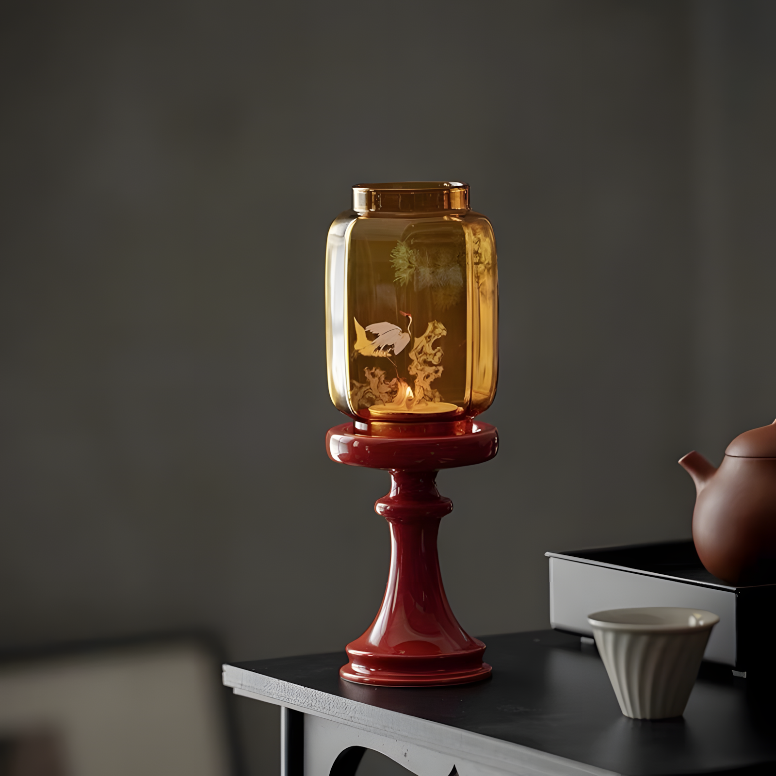 ZENSOULLAB | Eternal Crane · Meditation Glass Candle Holder