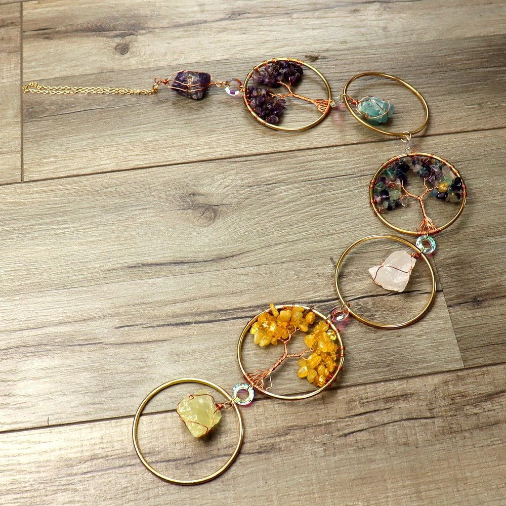 zensoullab Tree of Life Agate Slice Crystal Handmade Tree of Life Craft Crystal Pendant