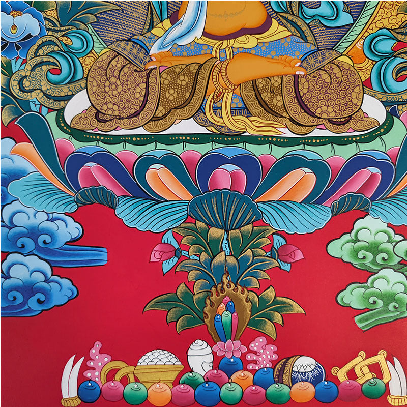 zensoullab Nepal Hand-painted Manjushri Thangka Yellow God of Wealth Samantabhadra Four-armed Guanyin White Tara Green Tara Entrance Wall Hanging Painting