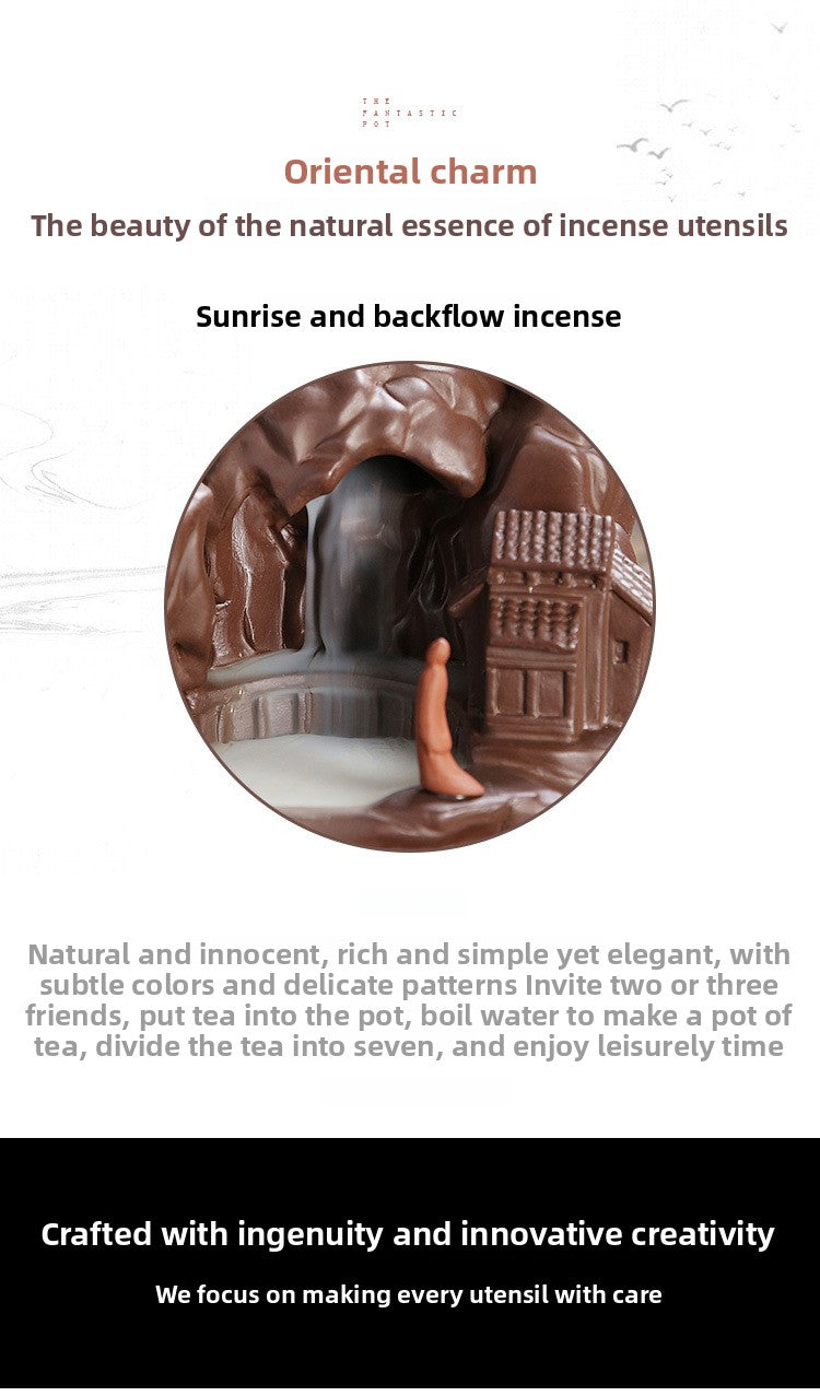zensoullab New Purple Clay Backflow Incense Burner Zen Ornament Creative Hydroponic Rising Sun Sandalwood Backflow Aromatherapy Burner Original
