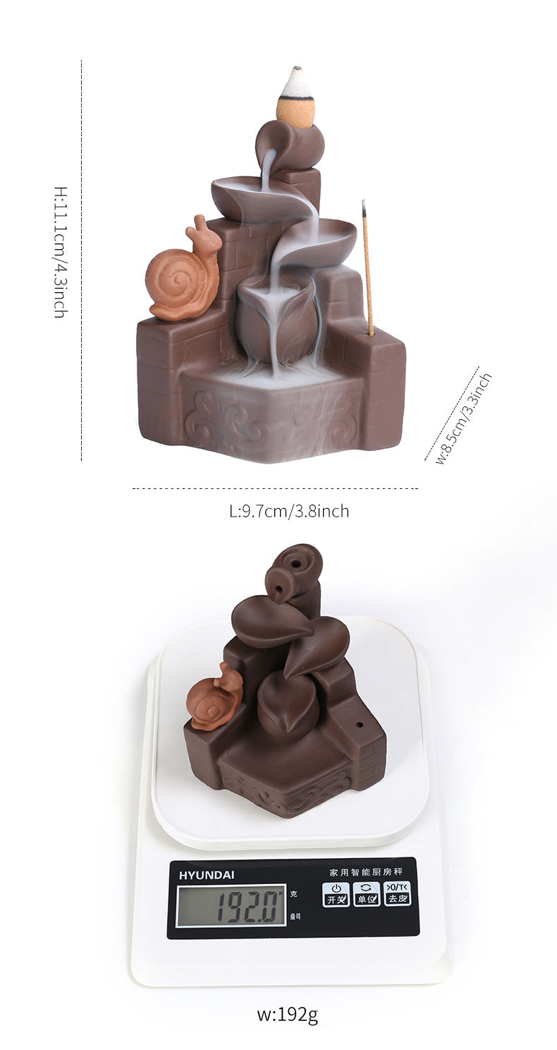 zensoullab Purple Clay Backflow Incense Burner Craft Ornament Creative Animal Sandalwood Backflow Incense Burner Home Decoration
