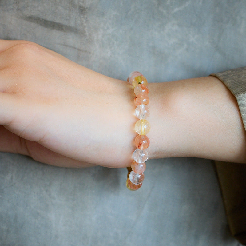 zensoullab Natural 8MM Red Rubber Flower Bracelet for Women, Ascending Bamboo Crystal Bracelet