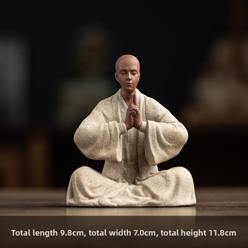 zensoullab Zen Purple Clay Little Monk Tea Pet Figurine Character Tea Ceremony Tea Room Tea Space Desktop Tea Table Tea Set Tea Table Decoration