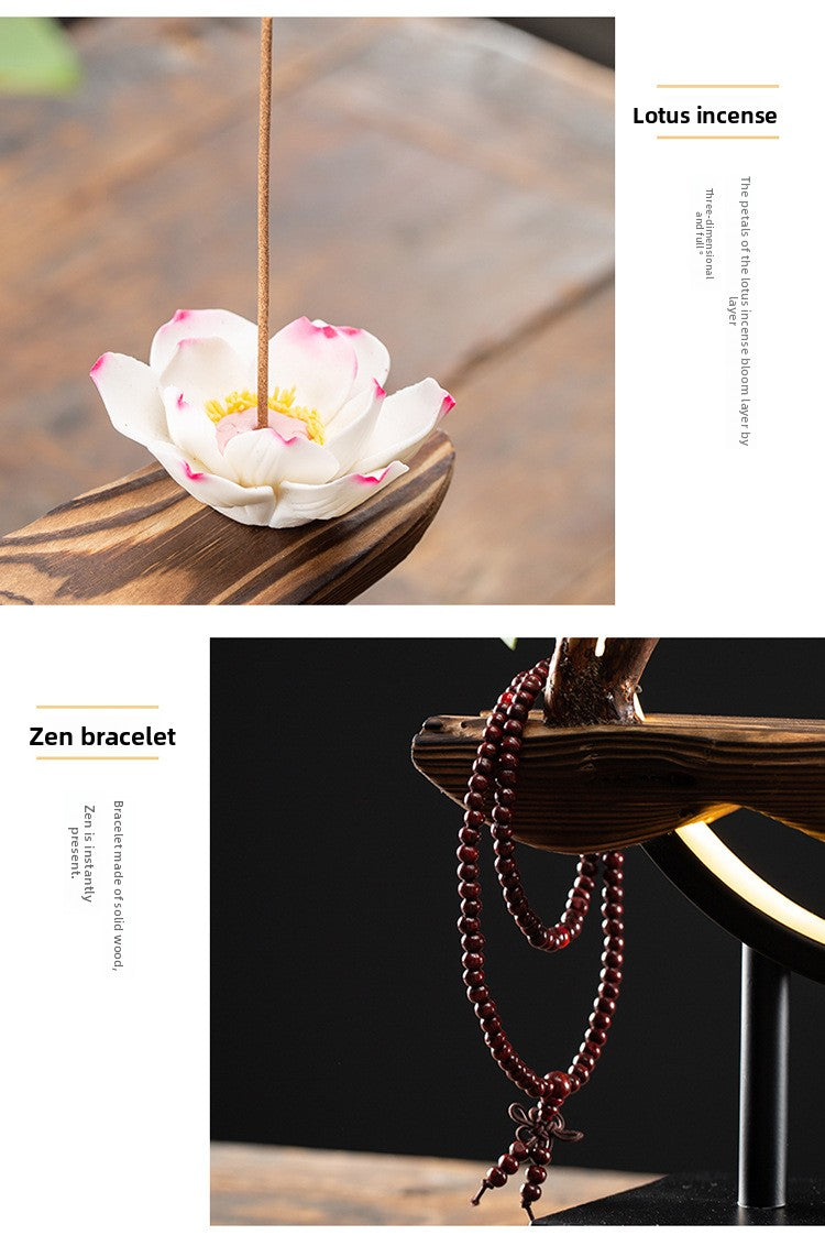 zensoullab New Chinese Style Backflow Incense Ornament Creative Lamp Ring Home Aromatherapy Burner Office Living Room Entrance Desktop Decoration