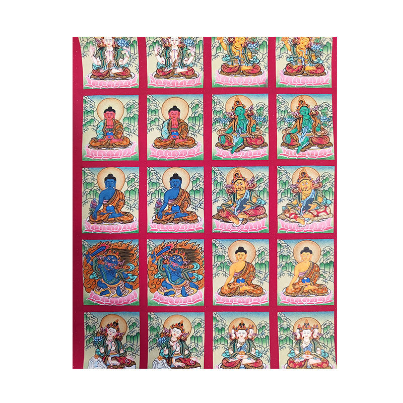 zensoullab Nepal Hand-painted Zodiac Birth Buddha Thangka Manjushri Yellow God of Wealth Green Tara Portable Gau Box Small Thangka Pendant