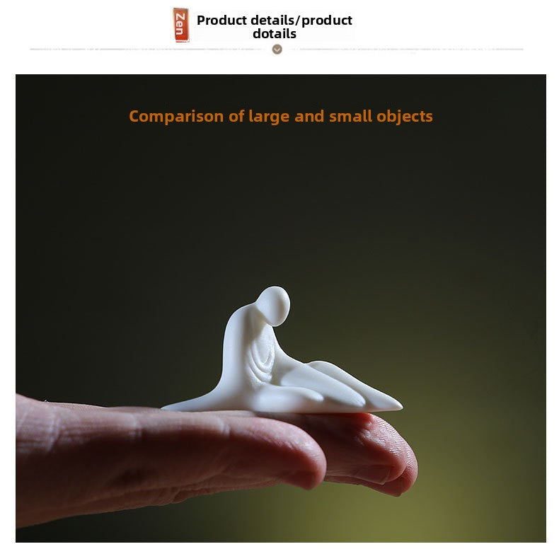 zensoullab White Porcelain Phaseless Xiaosheng Handmade Ceramic Figure Little Monk Bonsai Fish Tank Decoration Chinese Style Mini Small Ornament