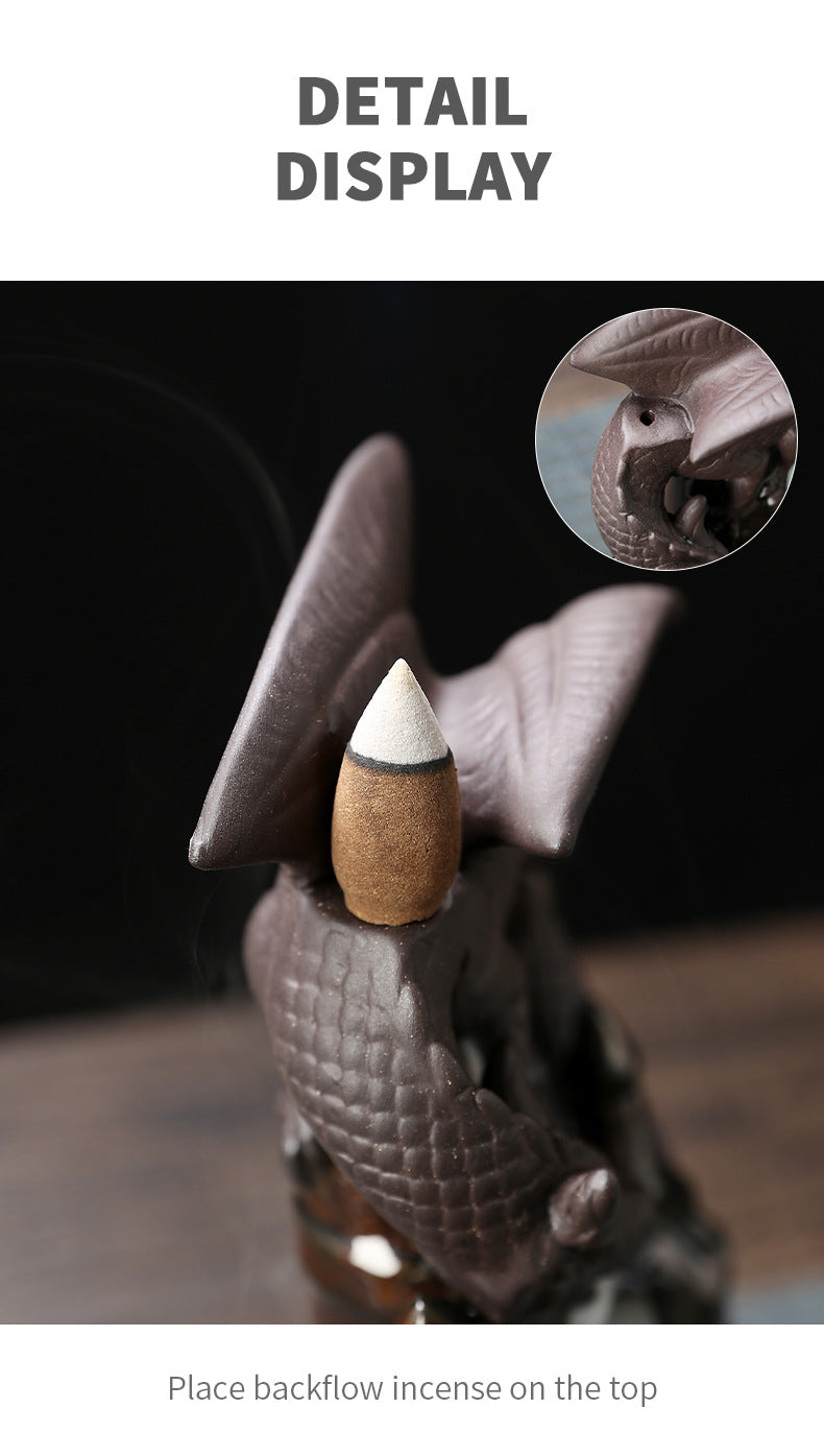 Ceramic Sandalwood Backflow Incense Burner Home Decor Creative European Style Pterosaur Waterfall Backflow Incense Burner