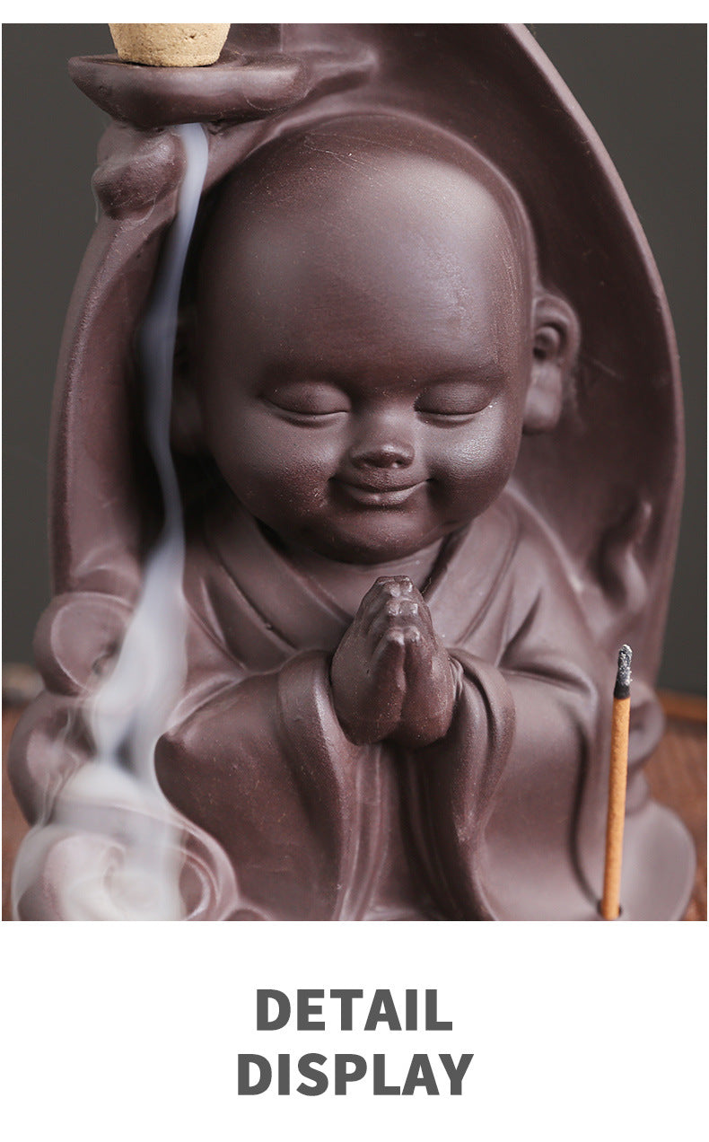 zensoullab Purple Clay Sandalwood Incense Burner Craft Ornament Original Xiangyun Little Monk Incense Holder Waterfall Backflow Incense Burner