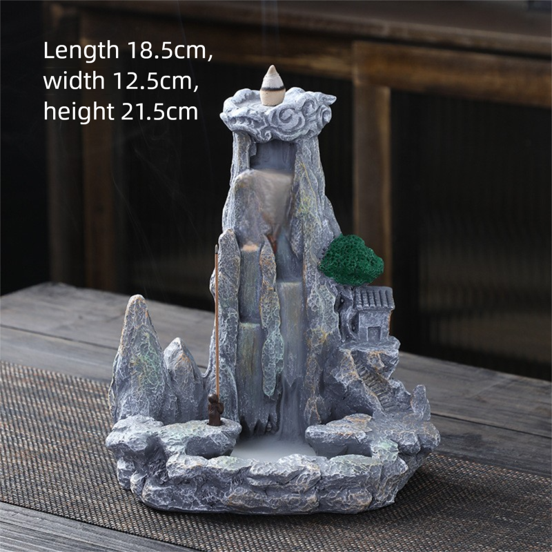 zensoullab Large Resin Backflow Incense Burner Entrance Decoration Incense Ceremony Aromatherapy Burner Fish Tank Rockery Landscape Sandalwood Burner Antique Decoration