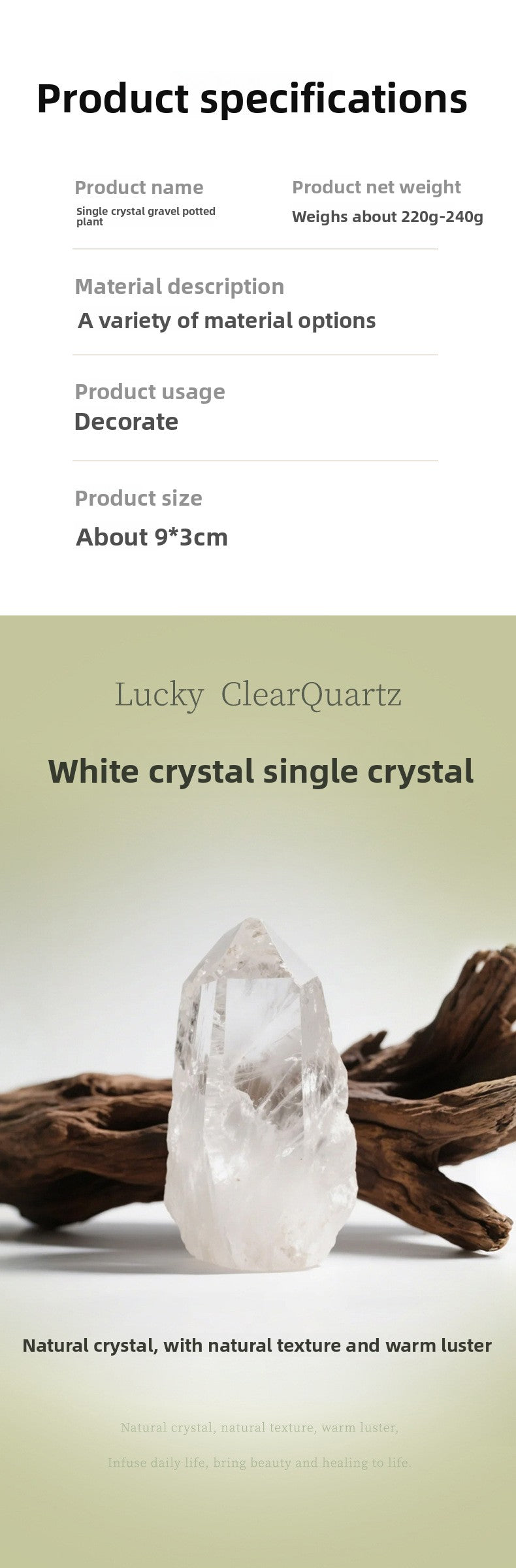 zensoullab Natural White Crystal Single Crystal Micro Landscape Ornament Yellow Amethyst Aquamarine Crushed Stone Demagnetization Home Decor