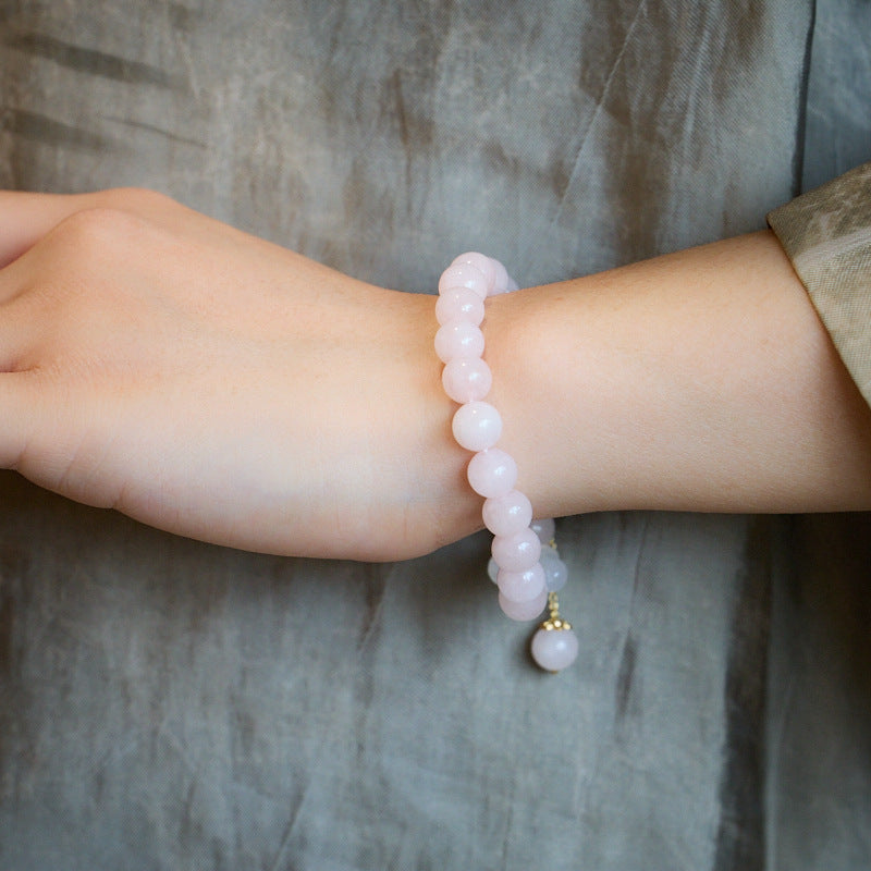 Zensoullab Original Pink Crystal Bracelet Female Peach Blossom Blossoming Pink Girl Crystal Bracelet New Chinese Ancient Style Blessing Card Bracelet