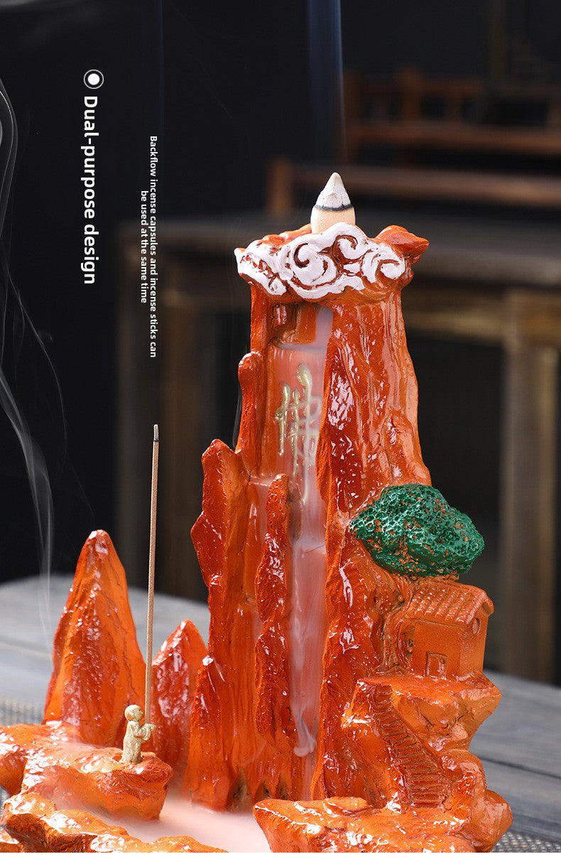 zensoullab Large Resin Backflow Incense Burner Entrance Decoration Incense Ceremony Aromatherapy Burner Fish Tank Rockery Landscape Sandalwood Burner Antique Decoration