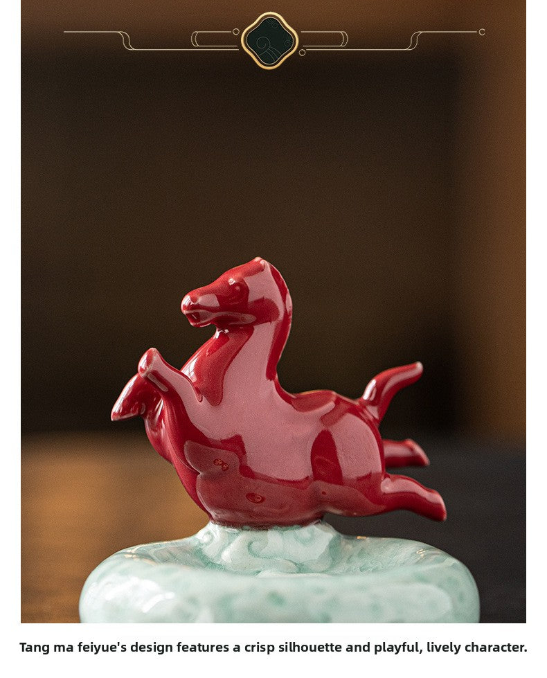 zensoullab Ceramic Small Tang Horse Incense Burner Creative Incense Holder Home Indoor Aromatherapy Burner Sandalwood Agarwood Incense Holder Incense Device