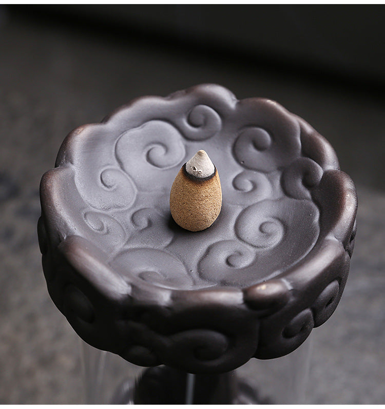 zensoullab Original Purple Clay Mountain Water Backflow Incense Burner Creative Cloud Windproof Cover Backflow Incense Burner Hot