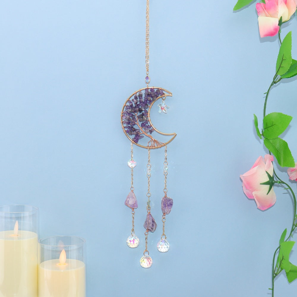 zensoullab Home Decor Pendant Inspiration Design Natural Crystal Tree of Life Sun Catcher Crystal Wind Chime