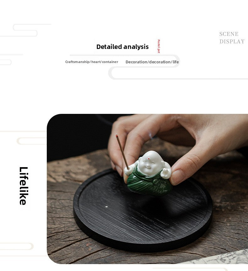 zensoullab Creative Cute Little Zongzi Ceramic Aromatherapy Burner Ornament Home Dragon Boat Festival Gift Sandalwood Incense Holder