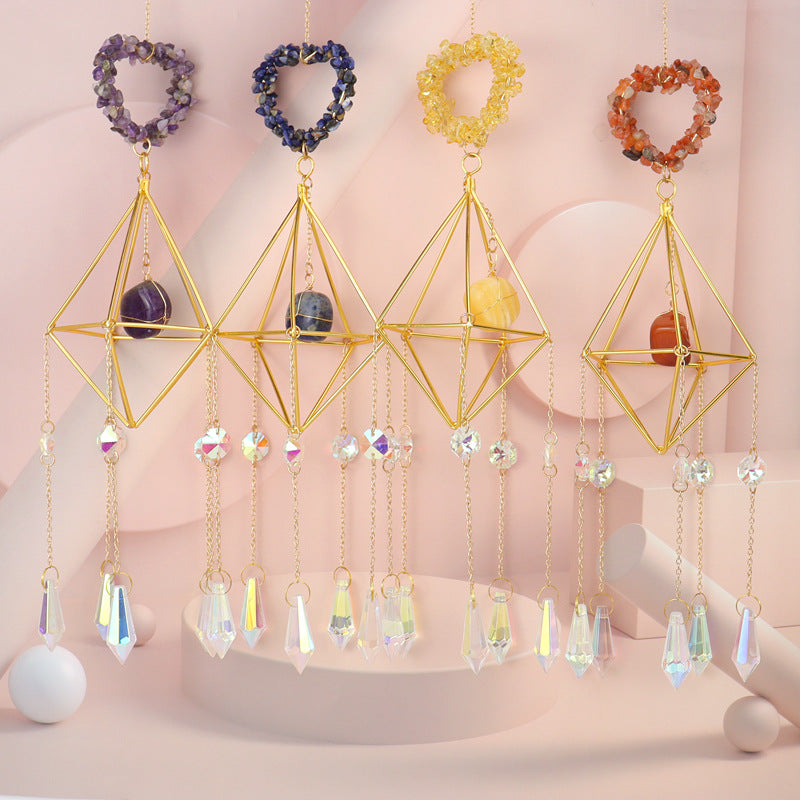 zensoullab Sun Catcher Crystal Air Frame Heart Pendant Light Garden Decoration Pendant Light Crystal Hanging Ornament