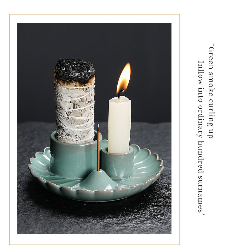 Peruvian Sacred Wood Tray Sage Tray Sacred Wood Stand Candle Holder Candle Tray Incense Burner Ceramic