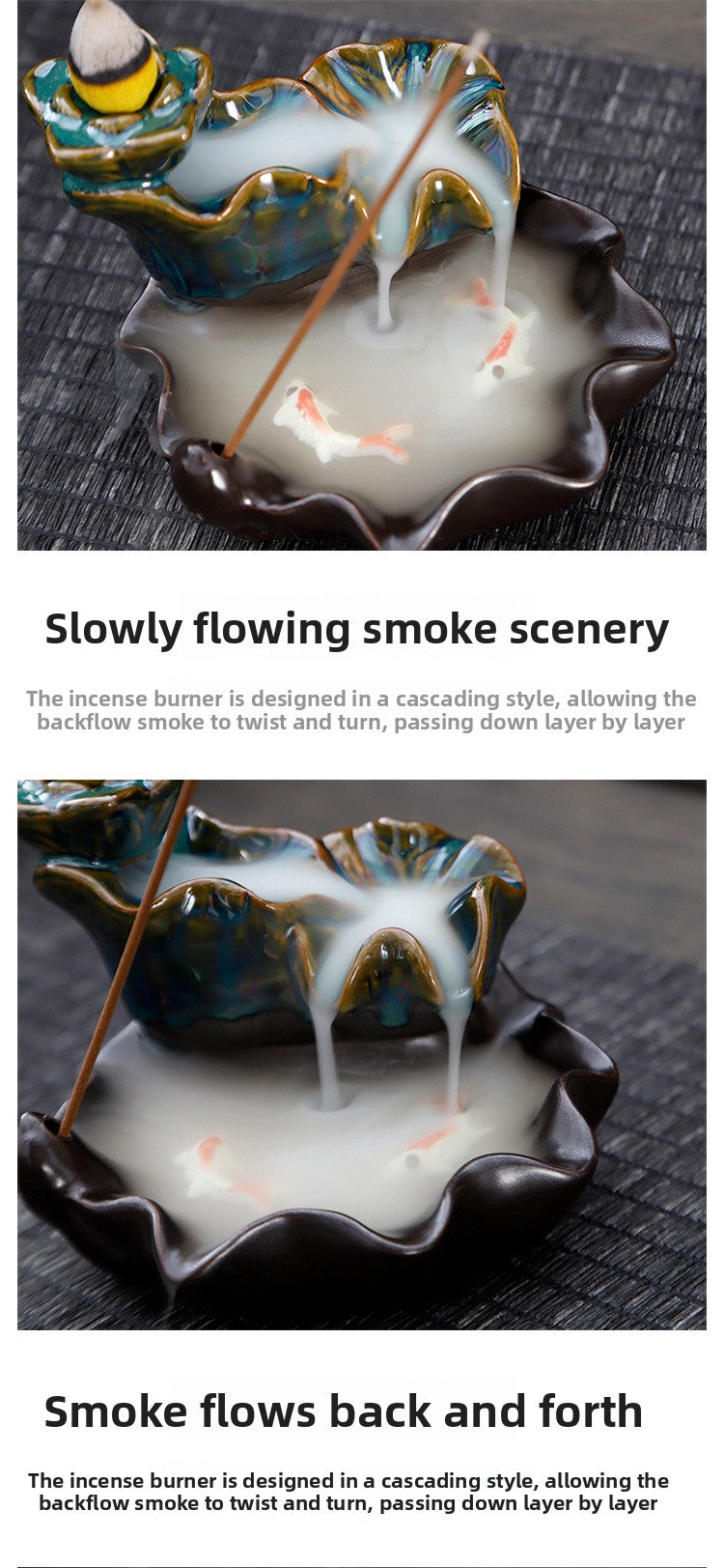 zensoullab Backflow Incense Burner Creative Home Decor Ceramic Burner Craft Pisces Backflow Kiln Change Ornamental Special Offer