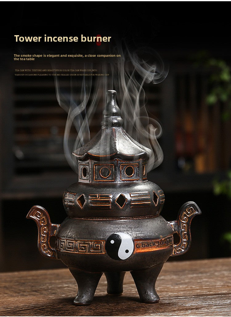 zensoullab Tai Chi Bagua Ceramic Incense Burner Home Indoor Zen Tea Room Tea Table Aromatherapy Burner Incense Decoration