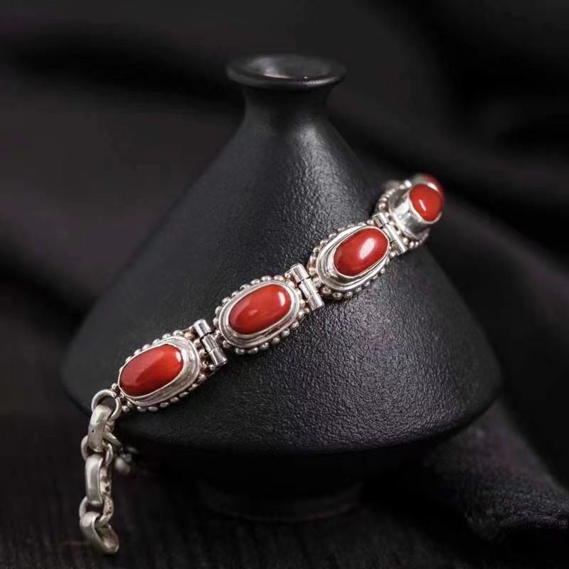 Zensoullab India Nepal Handmade Refined Ornament Inlaid Gemstone Bracelet Wrist Ring Female Tibetan Creative Retro Ethnic Style