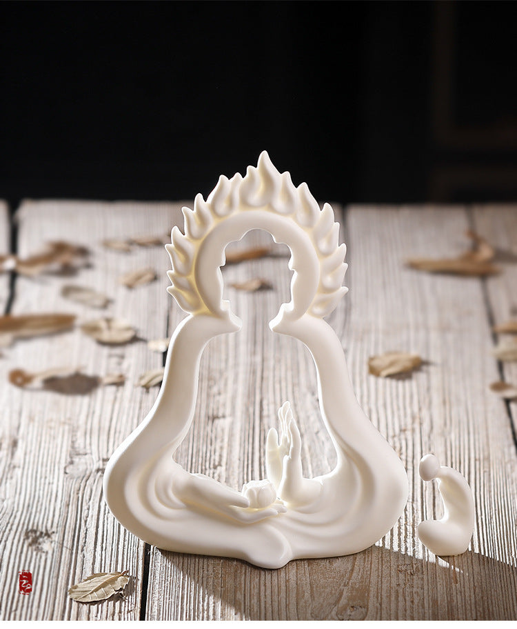zensoullab Dehua White Porcelain Buddha Zen Chinese Style Ceramic Ornament Creative Modern Office Desk Entrance Feng Shui Incense Burner