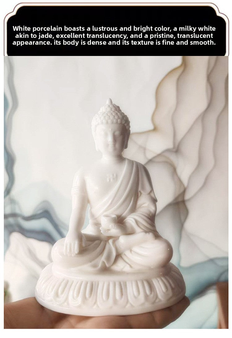 Zensoullab Zen Ceramic Sakyamuni Buddha Ornaments Vairocana Buddha Home Living Room Entrance Decorations Worship Furnishings