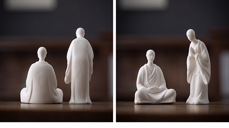 zensoullab Chinese Style Little Monk Home Decor Ceramic Zen Unphase Buddha Tea Ceremony Fish Tank Landscaping Micro Landscape Bonsai Decoration